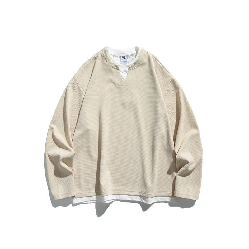 Unisex Oversize-Sweatshirt mit V‑Notch und integriertem Layer‑Look Drune