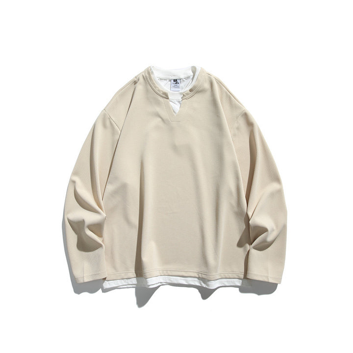 Unisex Oversize-Sweatshirt mit V‑Notch und integriertem Layer‑Look Drune