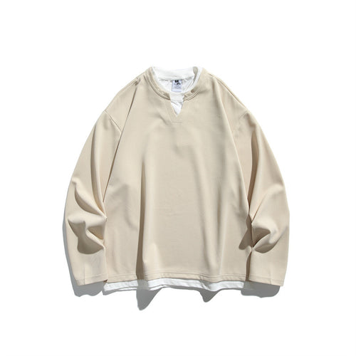 Unisex Oversize-Sweatshirt mit V‑Notch und integriertem Layer‑Look Drune
