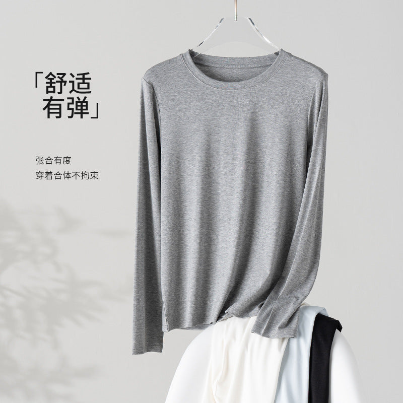 Damen Feines Longsleeve aus elastischem Modal-Jersey mit Rundhalsausschnitt und figurumspielendem Fall Drune