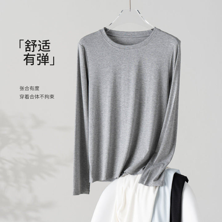 Damen Feines Longsleeve aus elastischem Modal-Jersey mit Rundhalsausschnitt und figurumspielendem Fall Drune