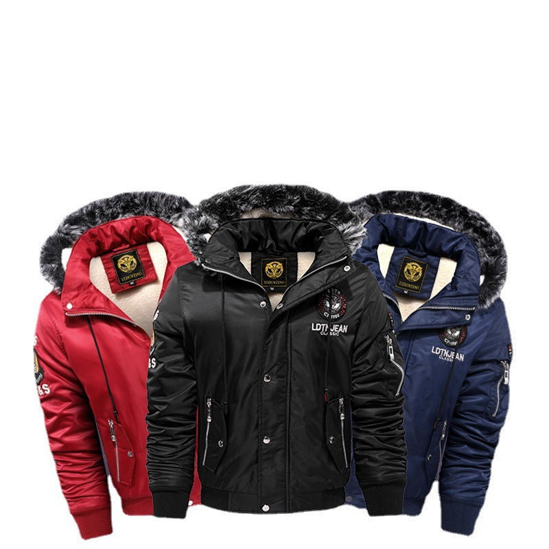 Herren nan gefütterte Winterparka mit Teddyfutter, Kunstfellkapuze und multiplen Reißverschlusstaschen Drune