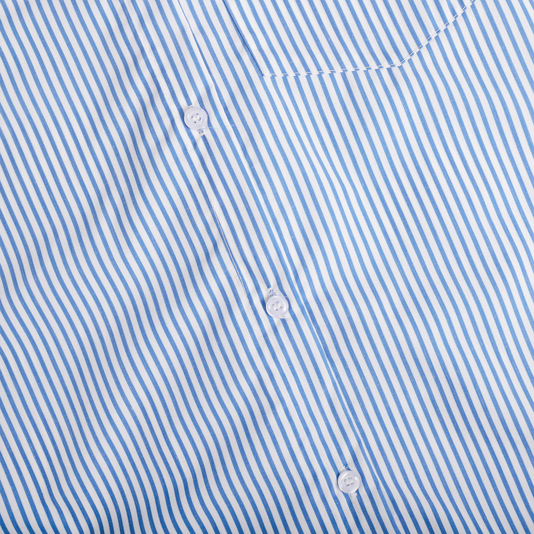 Damen Elegante, gestreifte Bluse mit klassischem Kragen und Taschen Drune