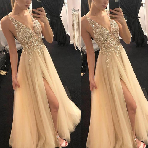 Drune | V-Ausschnitt Gespaltenes Party Abendkleid