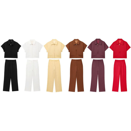 Damen Weite High‑Waist Stoffhose mit Bügelfalte und geradem Bein Drune