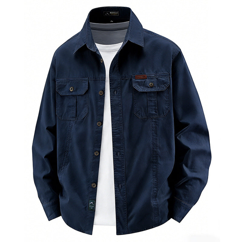 Herren  leichte Baumwolle Utility Overshirt mit Klappbrusttaschen Drune