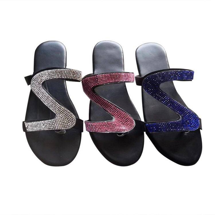 Damen Glitzer-Sandale mit geschwungenen Strass‑Riemen und gepolstertem Komfortfußbett Drune
