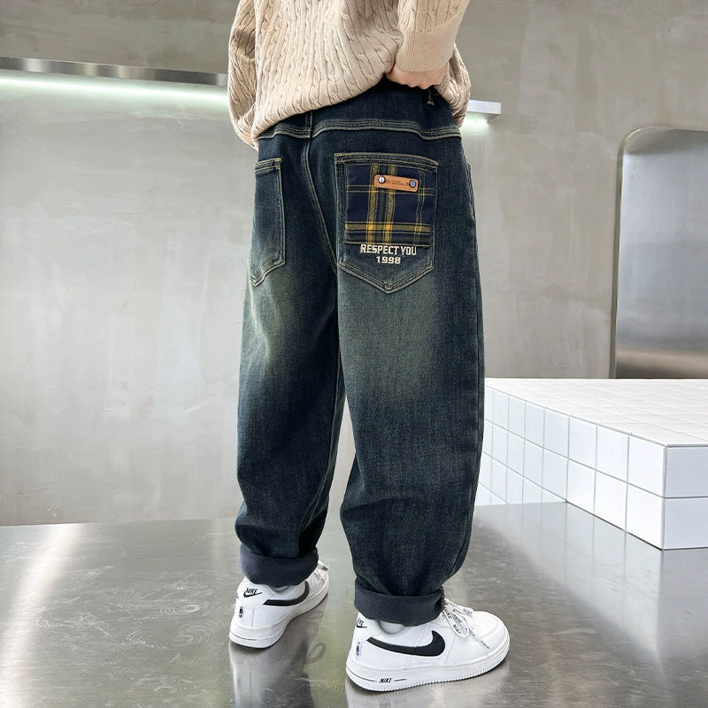 Herren baggy Jeans mit kreativen Taschen Drune