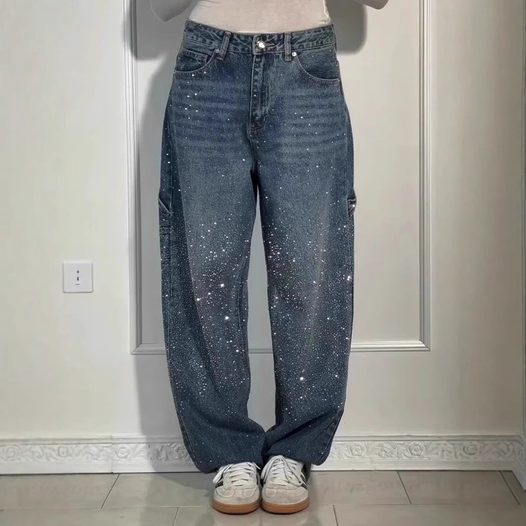 Femme Designer High-Waist-Jeans mit himmlischen Verzierungen Drune