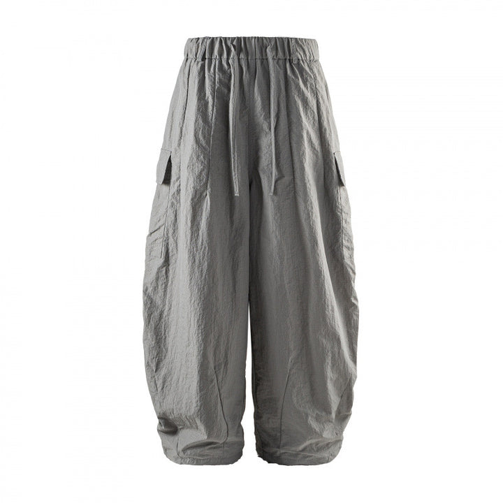 Unisex Weite Cropped Cargo-Hose mit elastischem Bund, Tunnelzug und aufgesetzten Taschen Drune