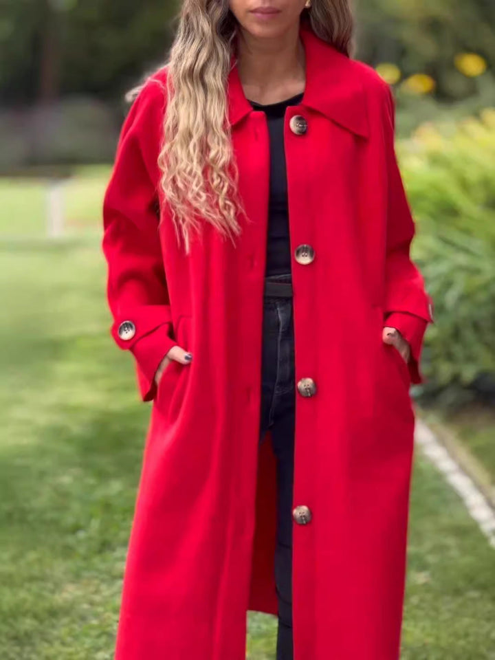 Drune | Langer Mantel - Lässige Passform - Knopfverschluss - Klassischer Windbreaker-Stil