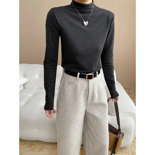 Damen hochwertiges Langarmshirt mit elegantem Stehkragen Drune