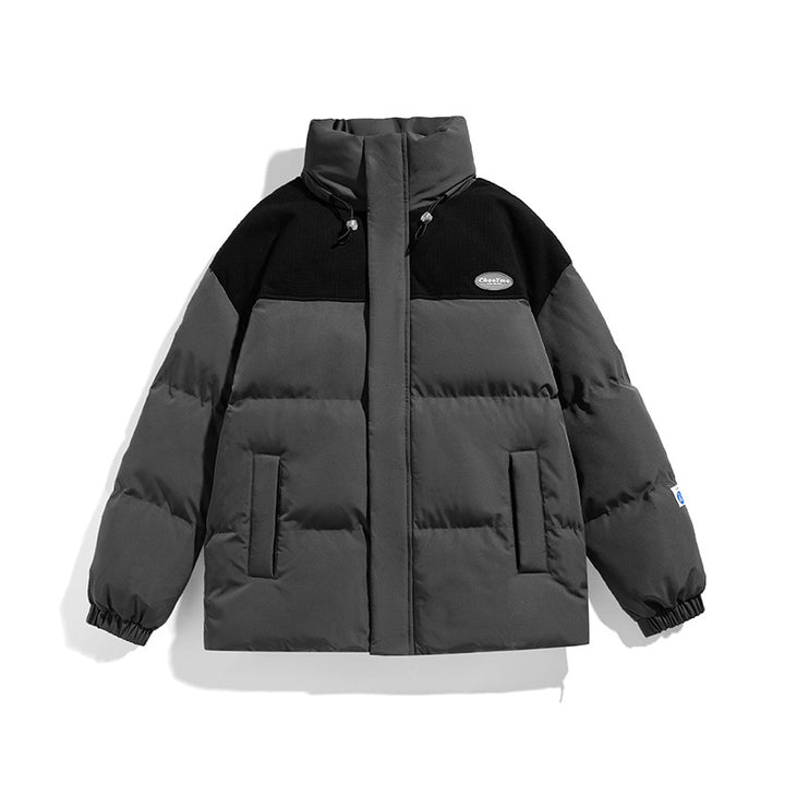 Herren Wattierte Oversize-Steppjacke mit hohem Stehkragen und kontrastiertem Schulterpaneel Drune