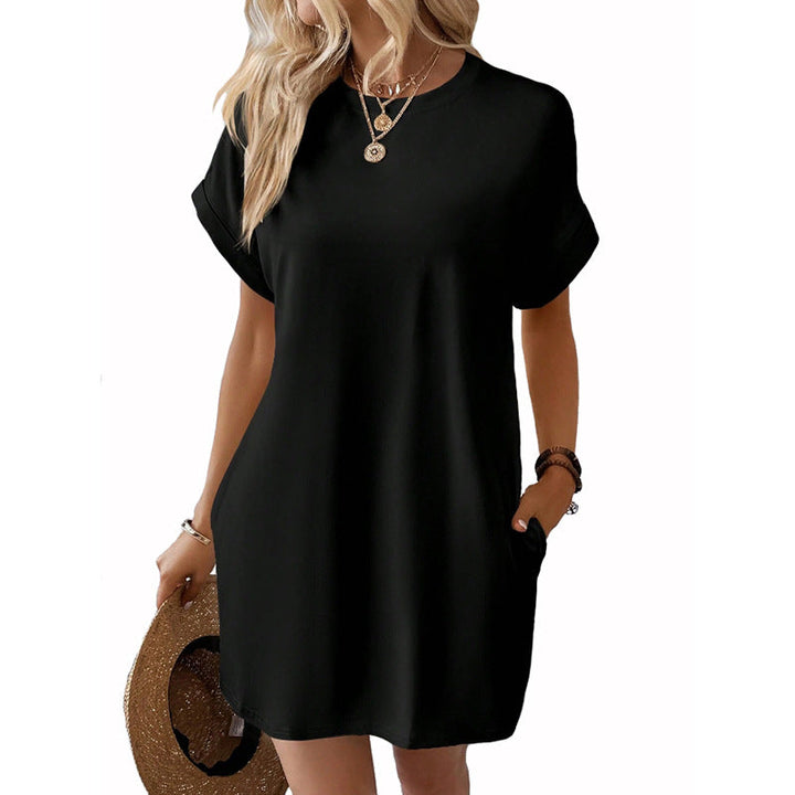 Damen Lockeres T-Shirt-Kleid mit praktischen Taschen und lässigem Design Drune