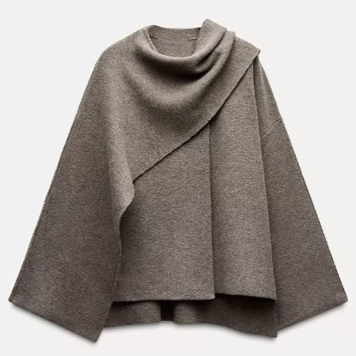 Damen Poncho aus hochwertiger Strickware mit asymmetrischem Design Drune