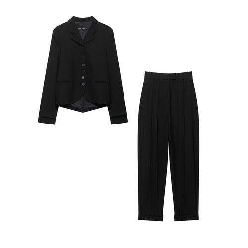 Damen Kurzer taillierter Blazer mit asymmetrischem Saum und durchgehender Knopfleiste Drune