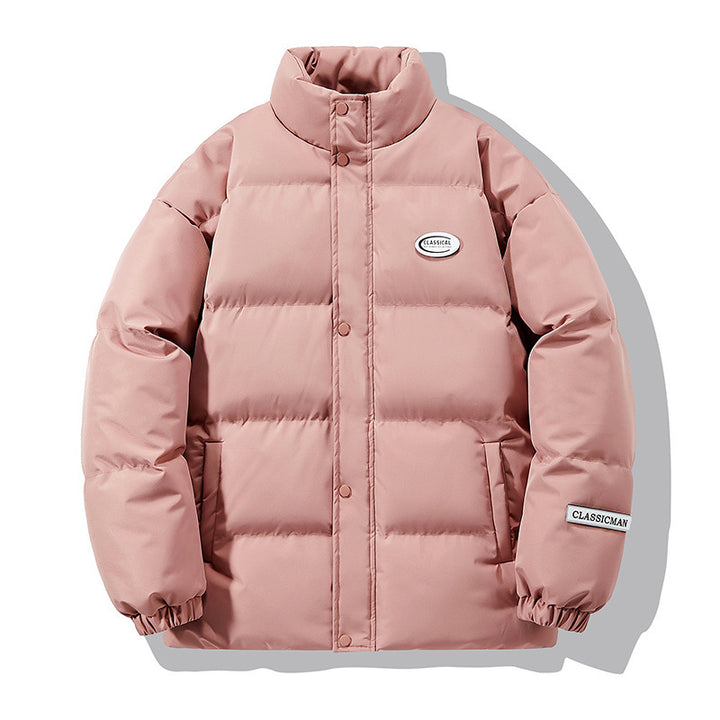 Unisex Wattierte City-Pufferjacke mit hochschließendem Stehkragen und verdeckter Druckknopfleiste Drune