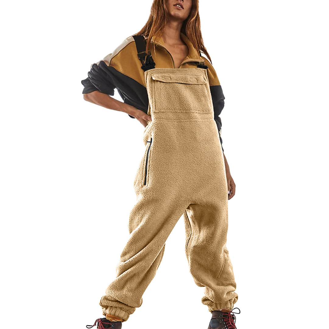 Damen Lässige Fleece-Latzhose mit seitlichen Taschen Drune