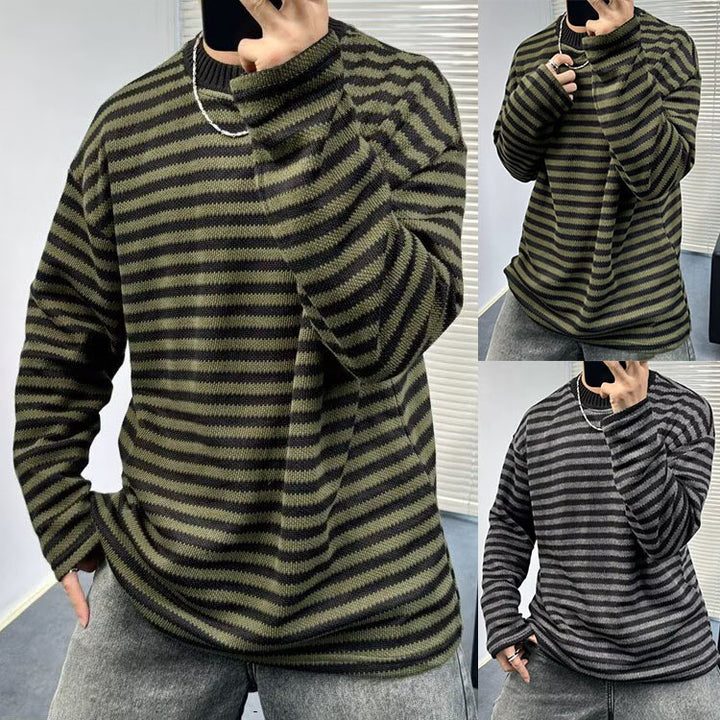 Herren Lässiger Strickpullover mit Modischem Streifenmuster Drune