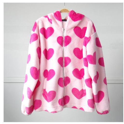 Damen Kuschelige Fleecejacke mit Kapuze und Bärenmuster Drune
