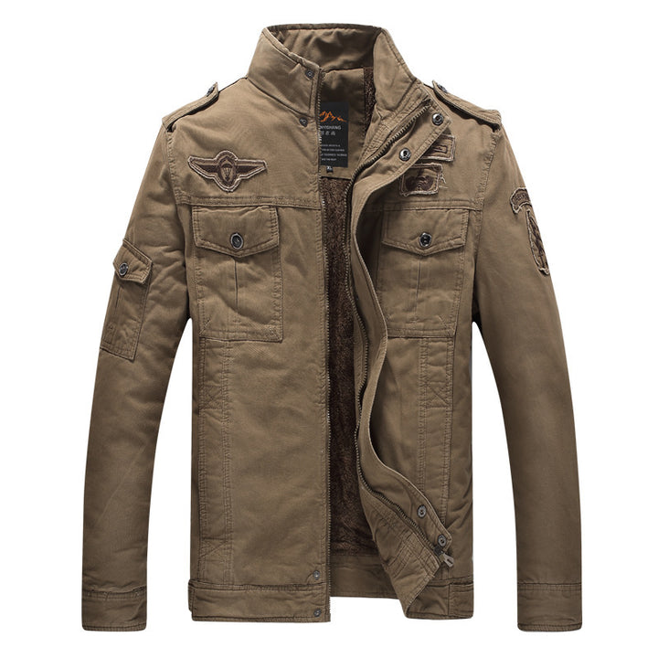 Herren Canvas-Fieldjacke mit Sherpa-Innenfutter, Utility-Taschen und Stehkragen Drune