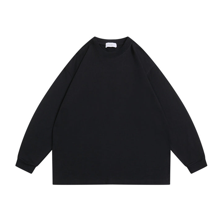 Unisex Oversize-Langarmshirt aus schwerer Baumwollmischung mit Rundhalsausschnitt und gerippten Bündchen Drune