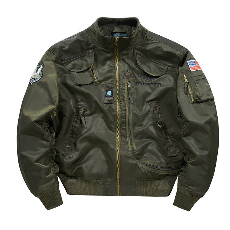 Herren Piloten-Bomberjacke mit Vintage-Utility-Taschen und klassischem Flieger-Schnitt Drune