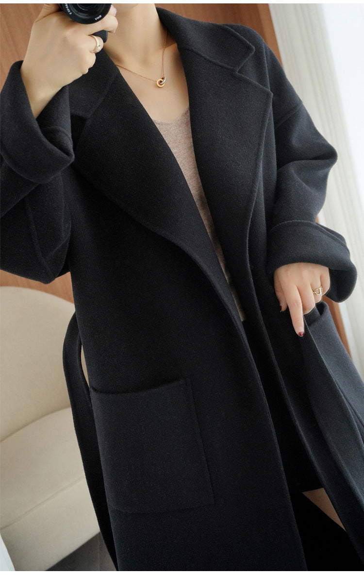 Damen Wollmix-Longcoat im Oversize-Schnitt mit großen aufgesetzten Taschen Drune