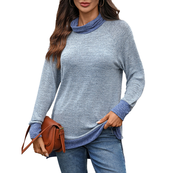 Damen lässiger Pullover mit stehendem Kragen und seitlichen Schlitzen Drune