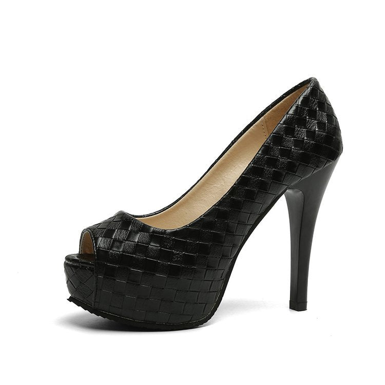 Damen Peeptoe-Pumps mit elegantem Geflecht und hohem Absatz Drune