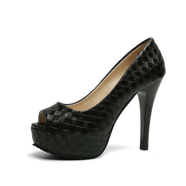 Damen Peeptoe-Pumps mit elegantem Geflecht und hohem Absatz Drune