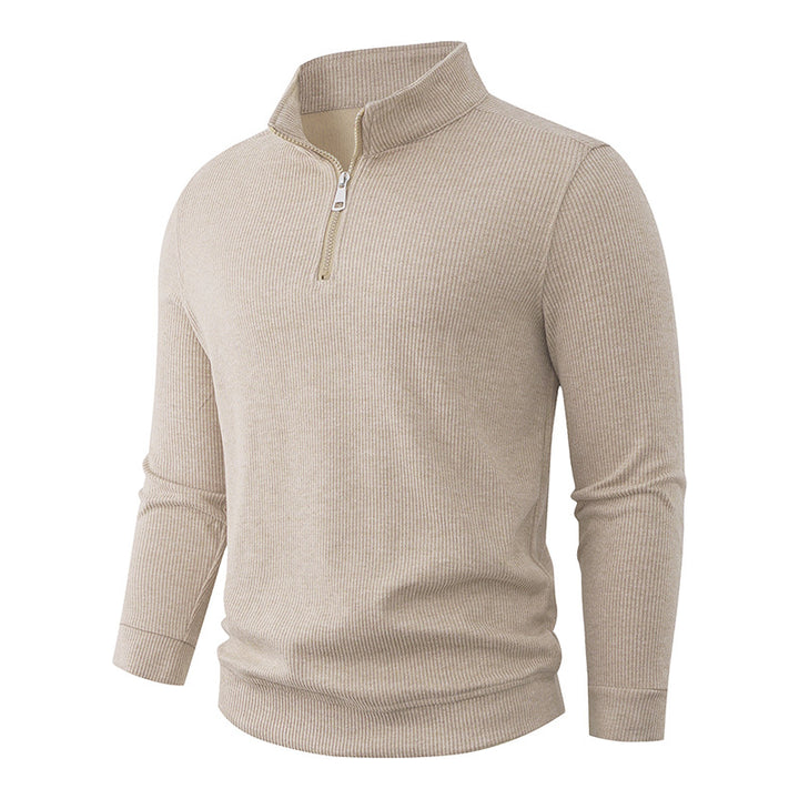 Herren Halbzip-Strickpullover mit Stehkragen und Rippstruktur Drune