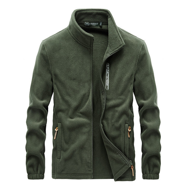 Herren Microfleece-Outdoorjacke mit Stehkragen, Reißverschluss und zipptaschen Drune