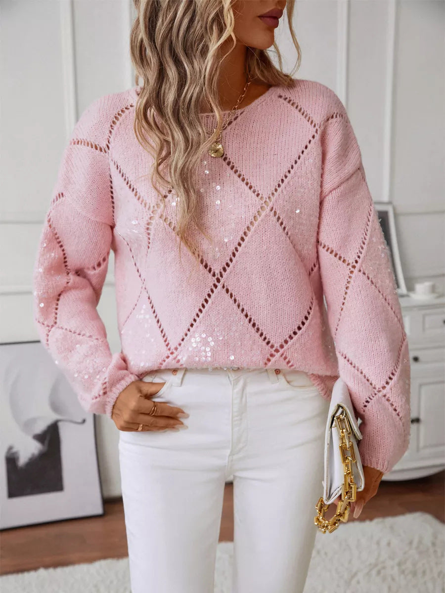 Damen Modischer Pullover mit Glitzerakzenten