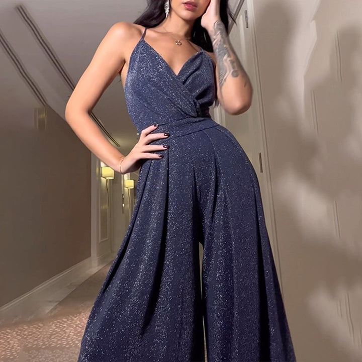 Damen Glamouröser Jumpsuit mit weitem Bein und schimmerndem Effekt Drune