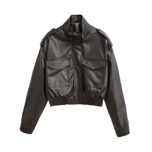 Damen nan cropped Field-Bomberjacke im Military-Look mit Stehkragen, Schulterklappen und taillennahem Rippbund Drune