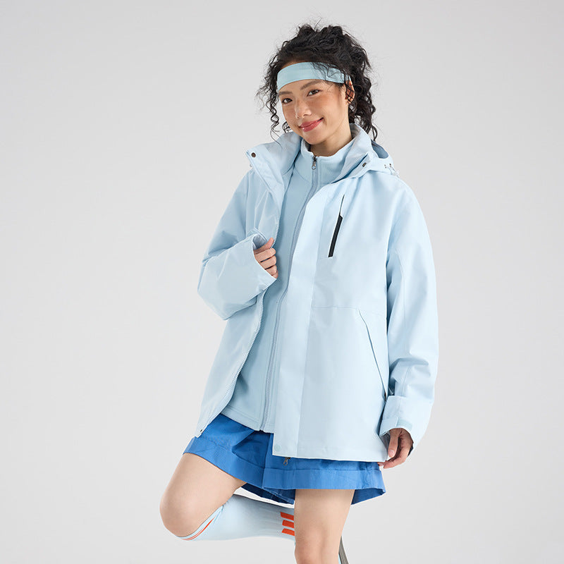 Damen Leichte wasserdichte Parka-Kapuzenjacke mit versiegelten Nähten und Kordelzug Drune