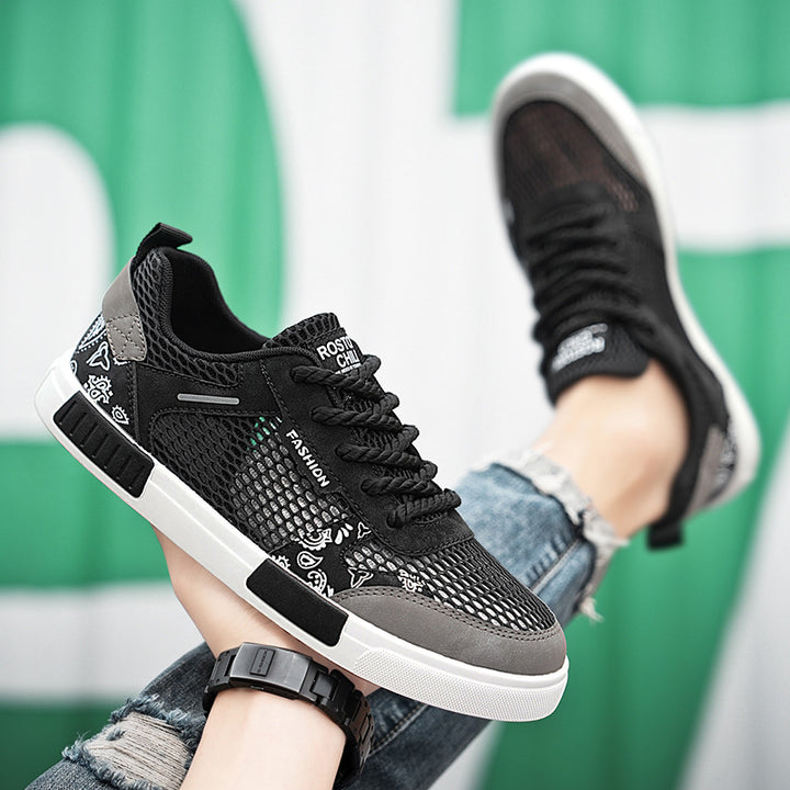 Unisex atmungsaktive Freizeit-Sneaker mit luftigen Mesh-Einsätzen und Bandana-Muster Drune