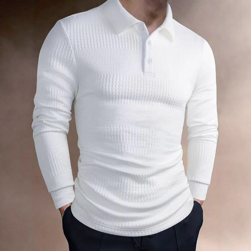 Herren nan tailliertes Waffelstrick-Poloshirt mit klassischem Polokragen Drune