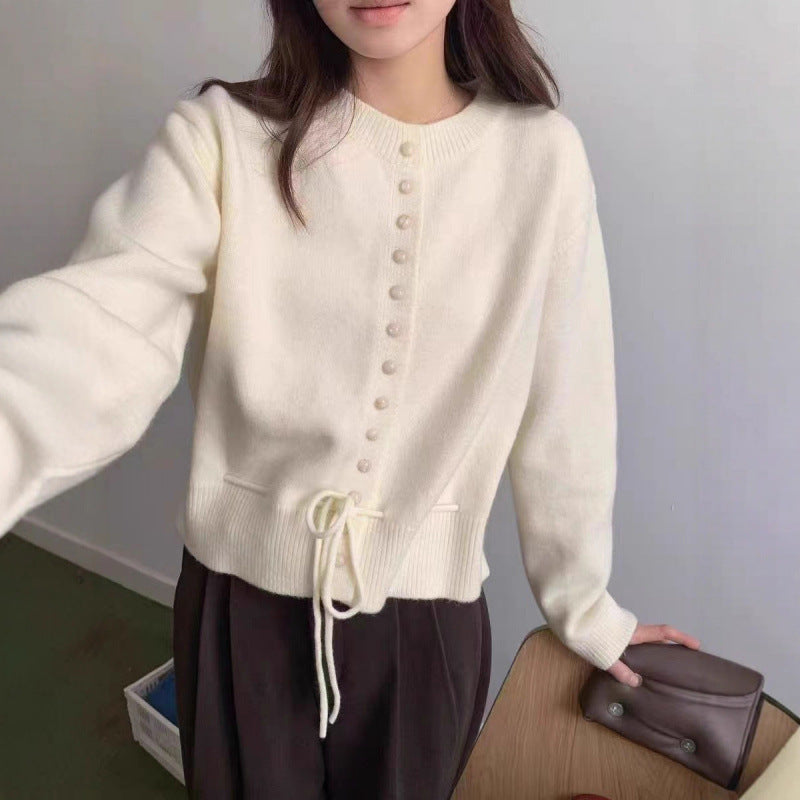 Damen lässige Strickjacke mit Knöpfen Drune