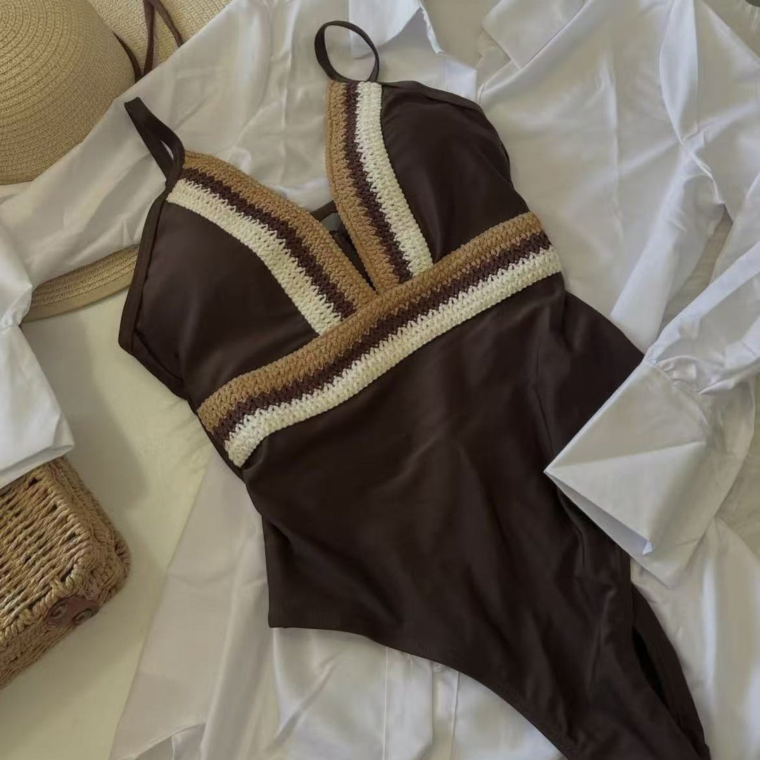 Damen Eleganter Einteiler-Badeanzug mit raffinierten Farbdetails Drune