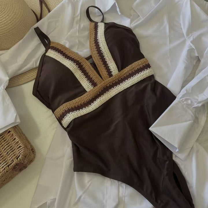 Damen Eleganter Einteiler-Badeanzug mit raffinierten Farbdetails Drune