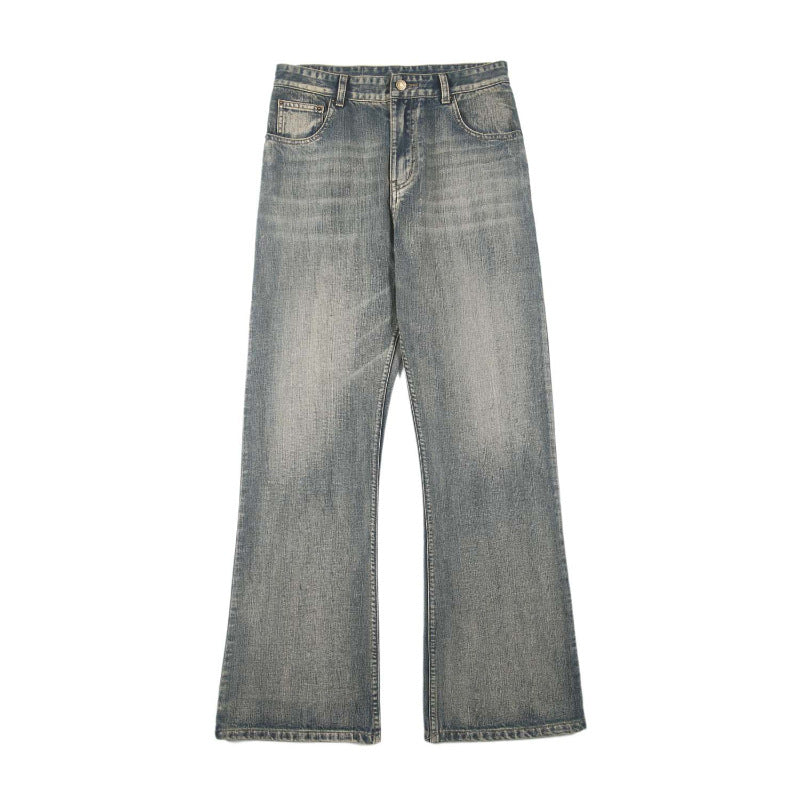 Herren Weit geschnittene Relaxed-Denimhose aus Vintage-Denim mit tiefem Schritt und leichter Used-Waschung Drune