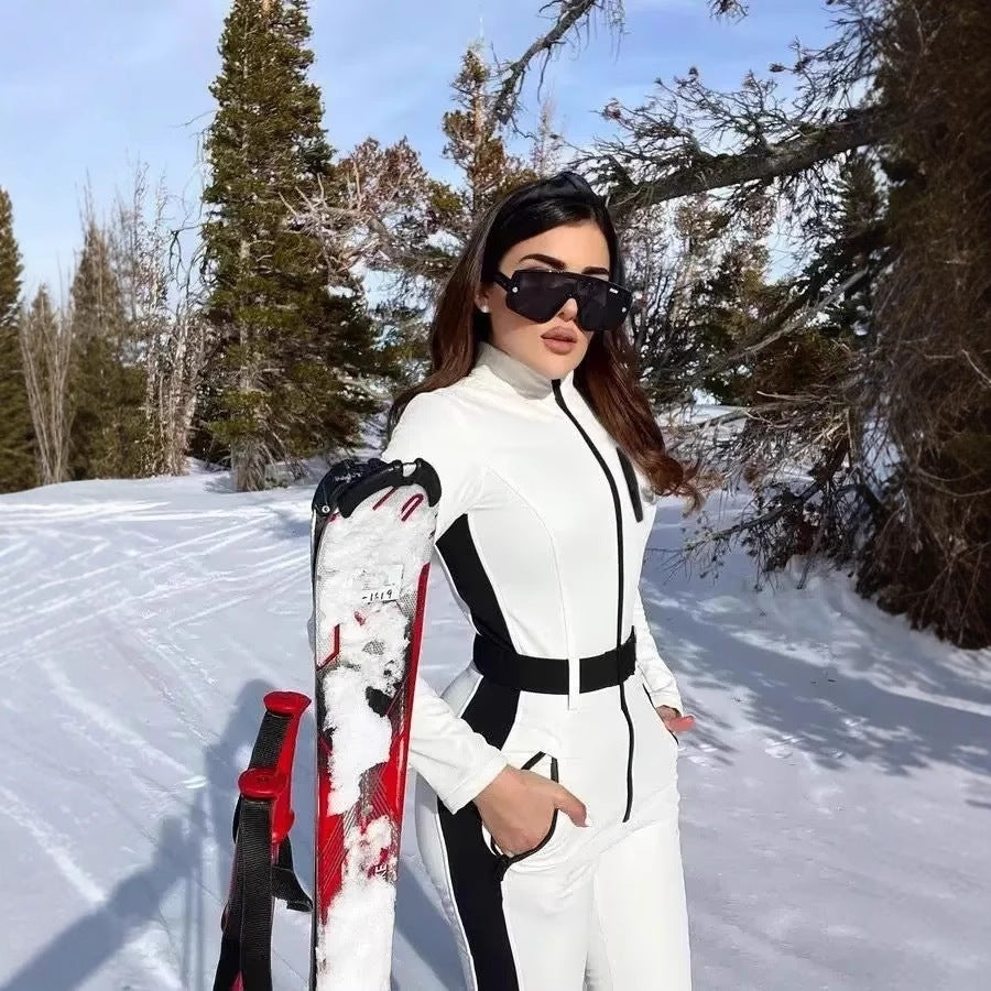 Damen 200+ taillierter Skioverall mit Taillengürtel und winddichter Funktionsmembran Drune