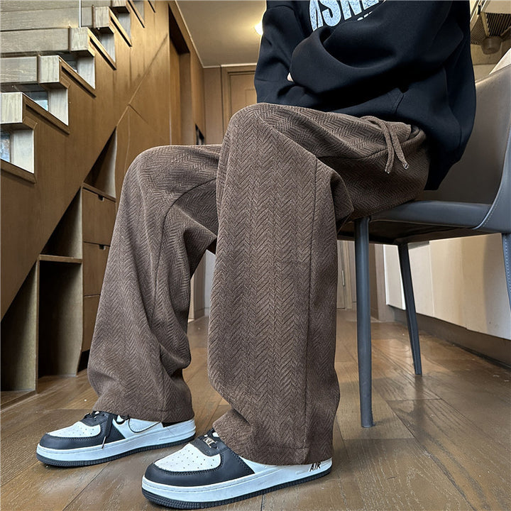 Herren Weit geschnittene Strickhose im Zopfstrick-Lounge-Style Drune