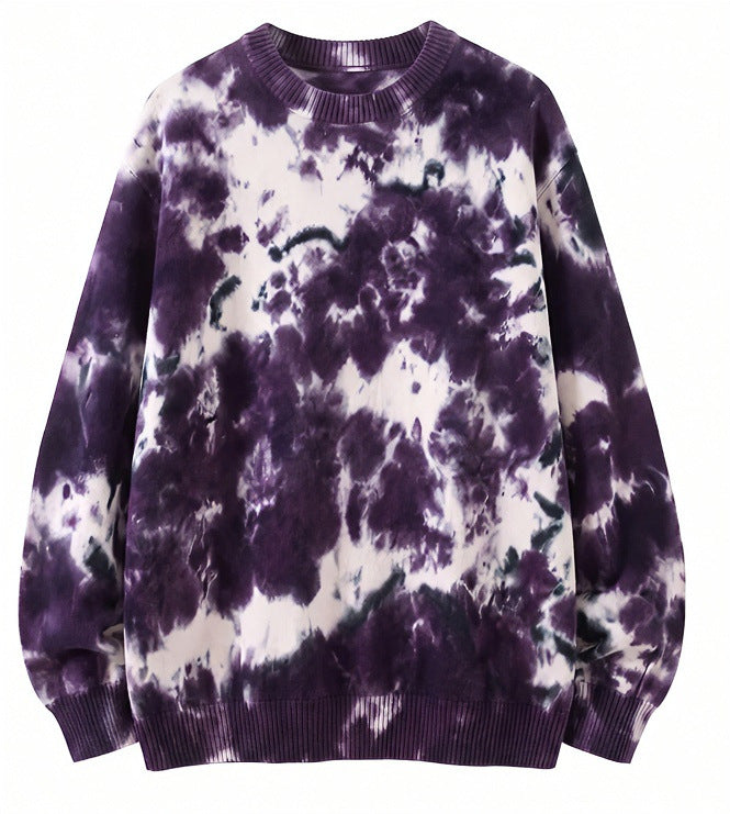Herren Oversized Batik-Pullover mit Rundhalsausschnitt und Rippbündchen Drune