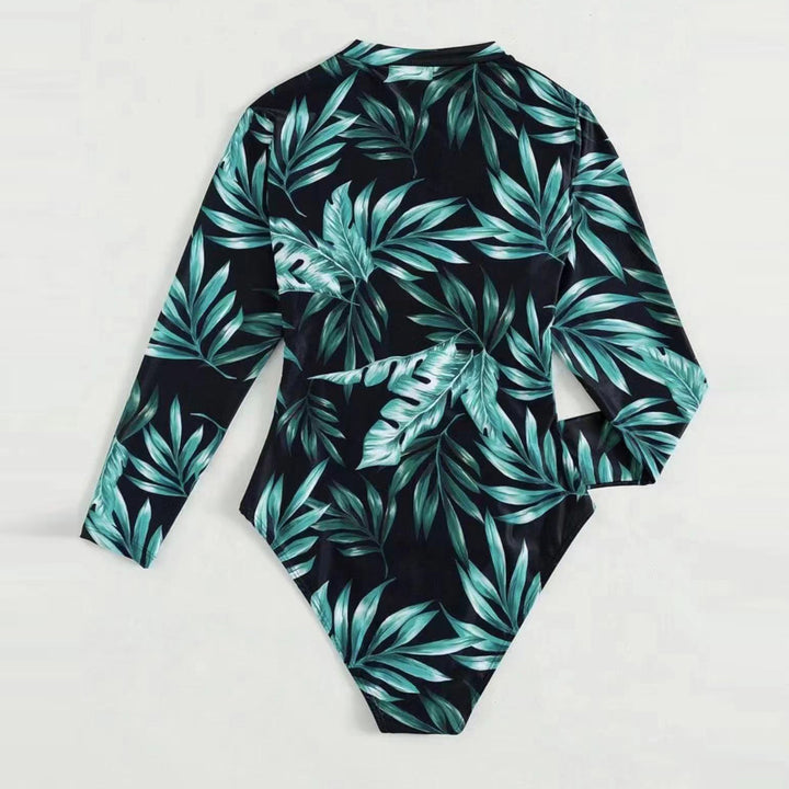 Damen Langarm-Badeanzug mit Floralprint und hochabschließendem Zip Drune