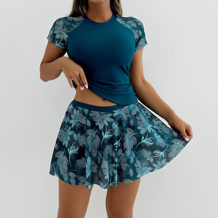 Damen Sportliches Badeset mit modischer Rüschenshort Drune