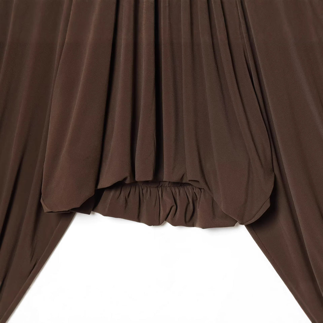 Damen Voluminöse Plissee-Bluse mit weiten Raglanärmeln und elastischem Bund Drune