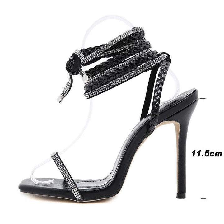 Damen Hohe Sandalen mit eleganten geflochtenen Riemen und Ankle-Strap Drune